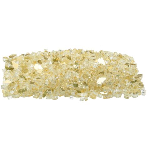 Mophorn Verre réfléchissant résistant aux hautes températures (10 lb/4,5 kg), pierres de foyer sans fumée de 1,27 cm pour table de foyer, pierres d'aménagement paysager dorées