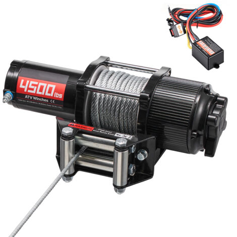 Mophorn Verricello Elettrico con Cavo da 2041 kg, 12 V CC per ATV/UTV, Cavo in Acciaio Ø 6 mm x 12 m, Telecomando Wireless e Filo, Protezione IP54, Ideale per Recupero Stradale