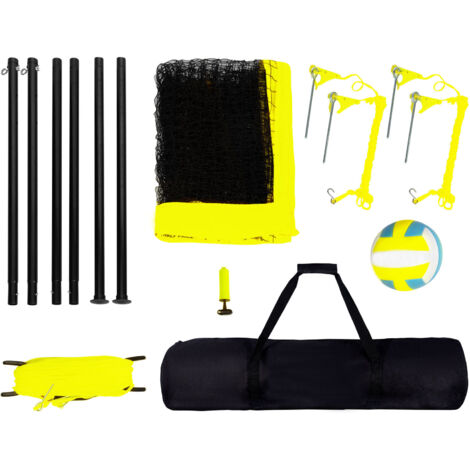 Mophorn Volleyballnetzsystem mit verstellbarer Höhe für den Außenbereich, robuste Stahlstangen, professionelles PVC-Volleyball-Set mit Pumpe, Tragetasche, ideal für Garten, Strand, Rasen