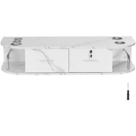 Mophorn Wandmontierte Styling-Station - Ein stilvoller Haarbartisch. Verfügt über 5 Haartrocknerhalter und 2 Schubladen (eine abschließbar). Ideal für SPA, Friseursalon, Zuhause und Badezimmer