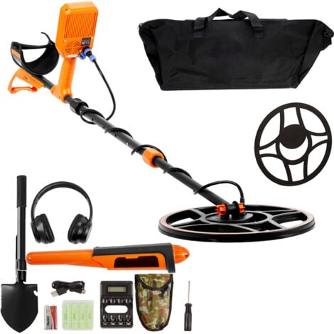 Mophorn Waterproof Metal Detector, 12" Coil, Professional Rechargeable Gold Detector, 39-50 in Adjustable with LCD 7 Modes Advanced DSP Chip Bluetooth Headset, IP68 for Detecting Gold Treasure Hunting