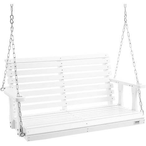 Mophorn Wooden Porch Swing 4 ft, Patio bench swing for Courtyard & Garden, Upgraded 880 lbs Strong Load Capacity, Heavy Duty Swing Chair Bench with Hanging Chains for Outdoors, White