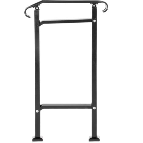 Mophorn Wrought Iron Handrail, Adjustable Outdoor Stair Railing for 1 or 2 Steps, Black Porch Hand Rail with Installation Kit for Concrete or Wood Stairs