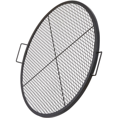 Mophorn X-Marks Grillrost für Feuerstelle, 91,4 cm runder Grillrost, robuster Grill aus Stahl mit Griff und Stützdraht, tragbares Camping-Kochgeschirr für Partys und Zusammenkünfte im Freien, schwarz