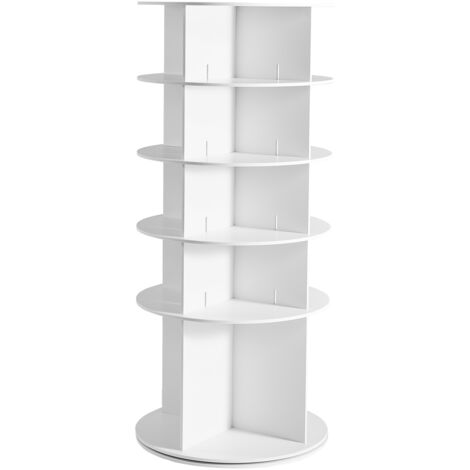 Mophorn Zapatero con capacidad para 20 pares de zapatos, diseñado con 5 estantes y 4 compartimentos, estructura giratoria de 360°, optimiza el espacio disponible,  dimensiones 598 x 598 x 1350 mm