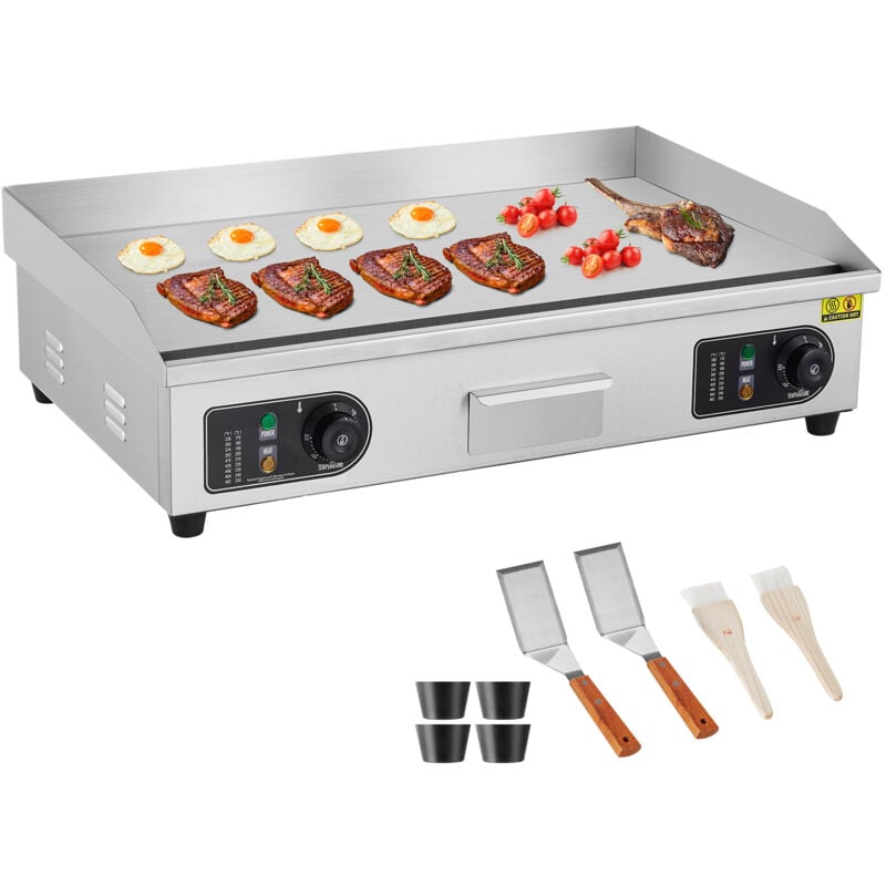 Plaque de cuisson électrique commerciale 4400 w, gril à dessus plat, température réglable 122 ℉-572 ℉, 28,74 x 15,75 pouces, gril en acier inoxydable