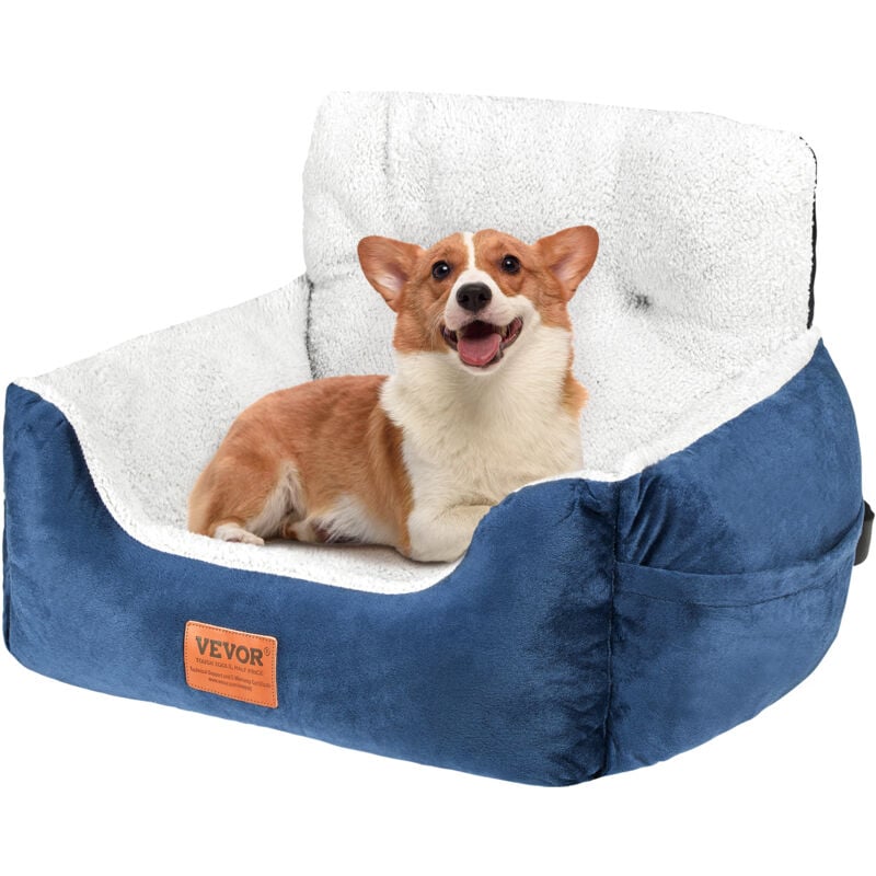 Siège auto pour chien, charmant rehausseur pour chien pour voiture, design à dossier haut, poche de rangement, laisse de sécurité, rembourrage en