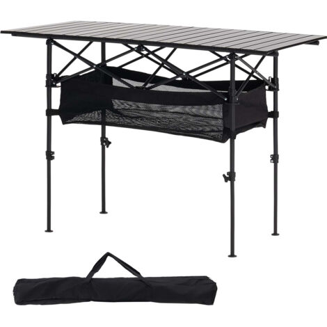 MophornTavolo da Campeggio Pieghevole in Alluminio, Leggero con Altezza Regolabile, Dotato di Borsa Portaoggetti e Custodia per Trasporto, Ideale per Barbecue, Picnic e Viaggi all'Aperto, Nero