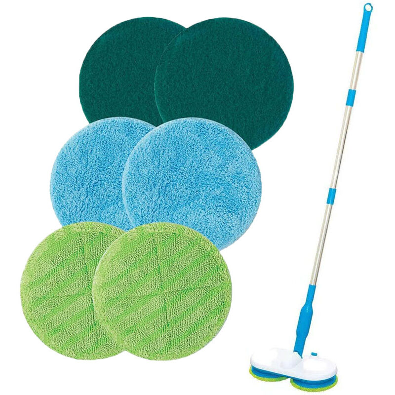 Teetok - Mops and brooms,Floating Mop - Motorised Cordless & Rechargeable - Spinning Mop - Includes Microfibre & Scouring Pads - Rotating Heads