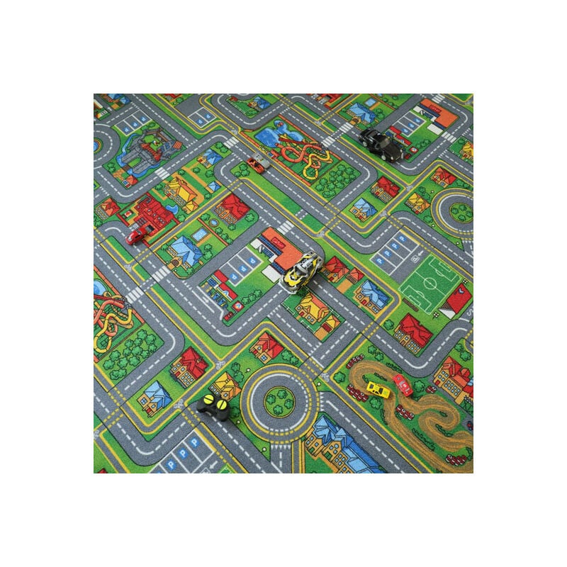 Décoweb - Moquette de jeu enfant - Circuit de voiture - Ville - Rouleau de 4m x 1m