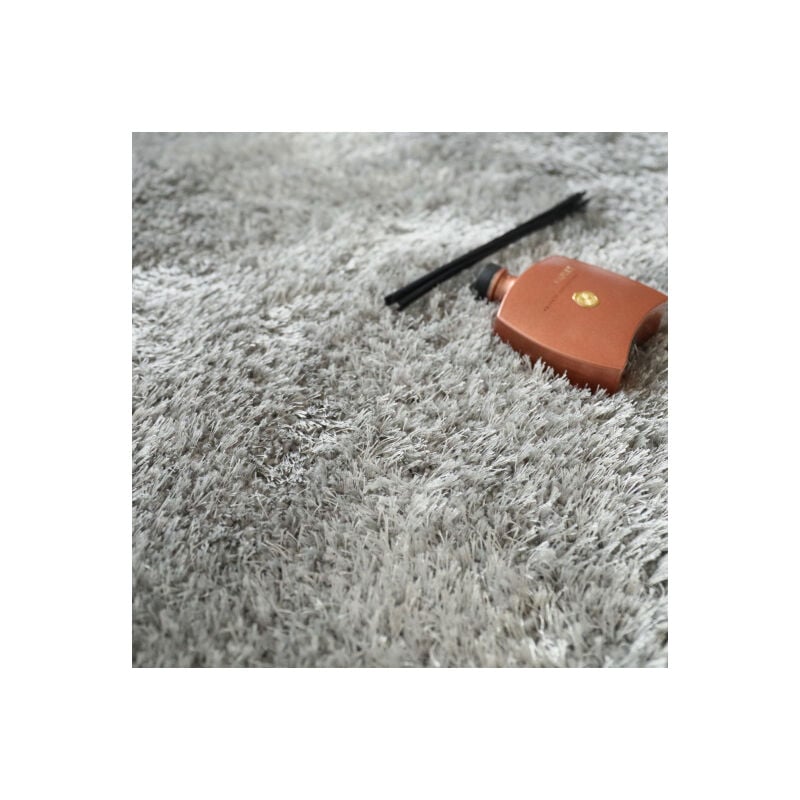 Décoweb - Moquette épaisse - Éclat - Shaggy gris clair - Rouleau de 4m x 2m