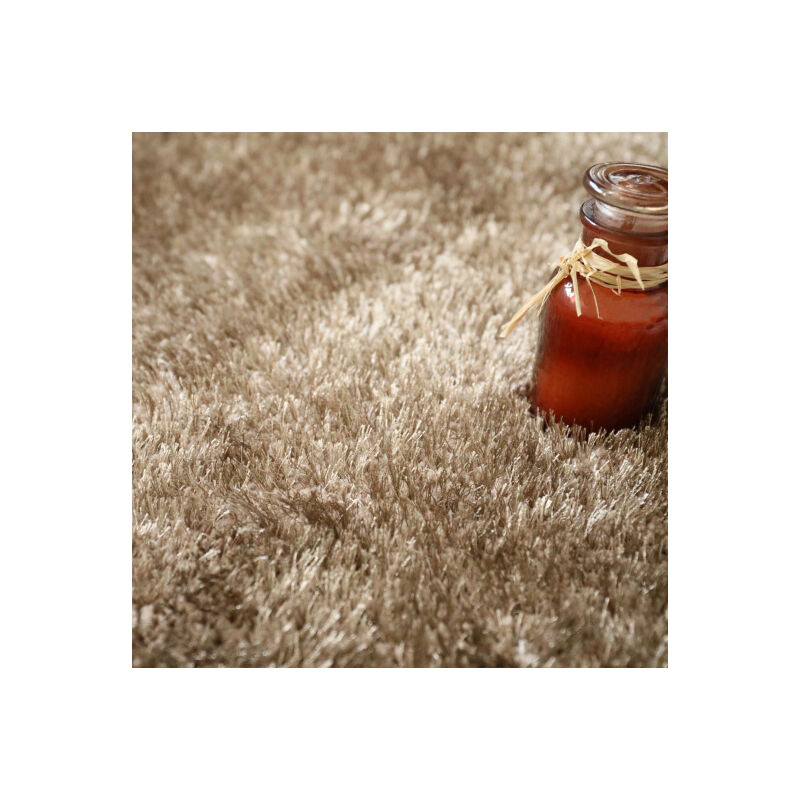 Décoweb - Moquette épaisse - Éclat - Shaggy marron clair - Rouleau de 4m x 2m