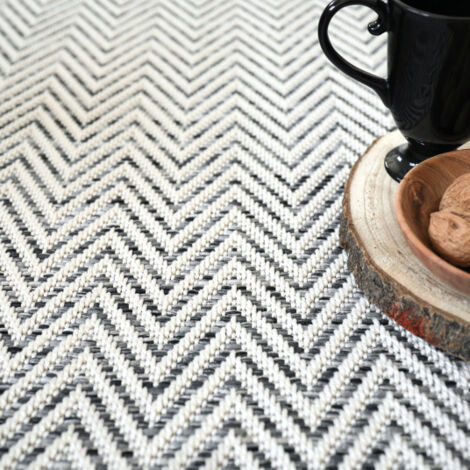 Moquette Tissé plat - Java Chevron - Blanc - Rouleau de 4m x 3m