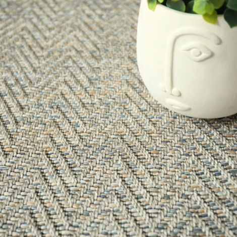Moquette Tissé plat - Java Chevron - Gris grège - Rouleau de 4m x 3m