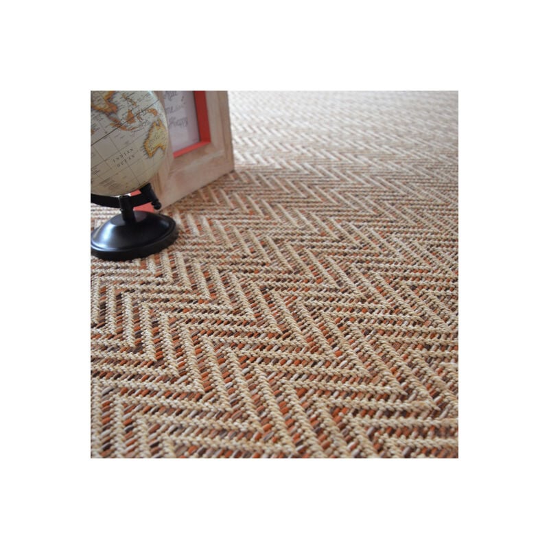 Décoweb - Moquette Tissé plat - Java Chevron - Nature - Rouleau de 4m x 1m