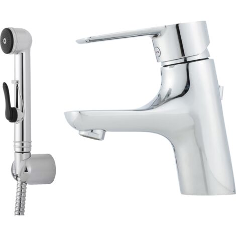 Mora CERA B5 Sanette Waschtisch Einhebelmischer mit Handbrause, Ablaufgarnitur Chrom