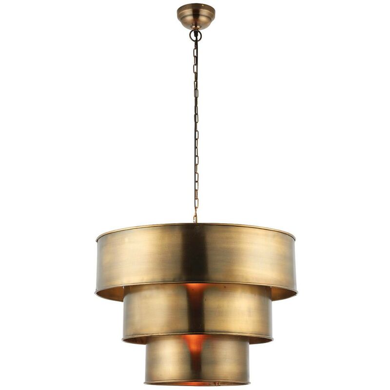 Endon Morad - 1 Light Cylindrical Ceiling Pendant Antique Brass, E27