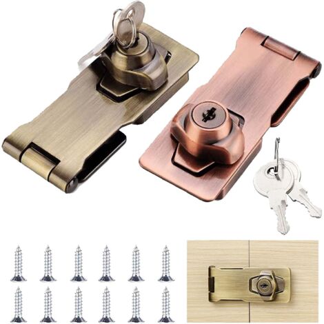 Moraillon De Verrouillage En M¨Tal 2 Pi¨¨Ces Boucle Moraillon De Verrouillage Moraillon De Serrure En M¨Tal Boulon De Porte Loquet Boucle Avec Cadenas Et Cl¨ Pour Portes De Garage, Caisses En Bois