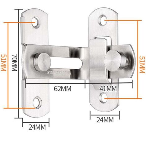 Moraillon Porte Acier Inoxydable Serrure Loquet Coulissante Angle Droit 90 Degrés Brossé