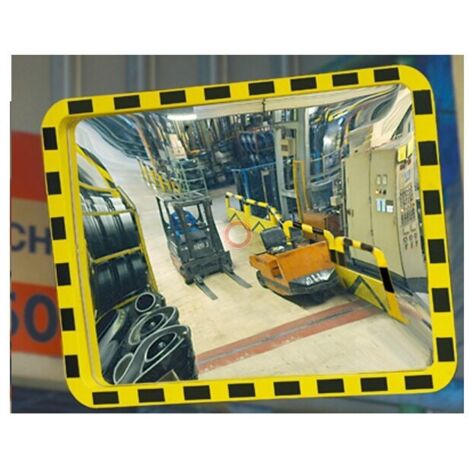Moravia Industriespiegel aus Acryl 800 x 1000 mm Rahmen schwarz/gelb + Schelle