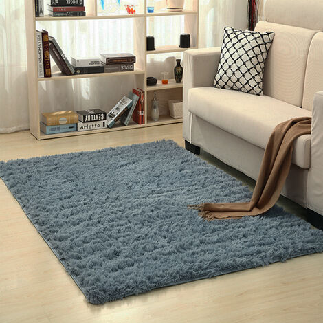 Tappeto peluche QUANHAO grigio, 80x160cm decorazione tappeto antiscivolo tappeto spesso adatto per la decorazione domestica di soggiorno e camera da letto tappeto soffice 