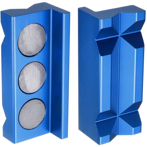 Mordazas magnéticas de 10,2 cm con ranuras en V – Almohadillas protectoras multiusos para carpintería, joyería y fontanería – Azul