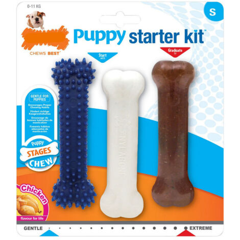 Mordedor de perro nylabone extreme chew starter kit cachorros pollo nylon termoplástico (3 pcs)