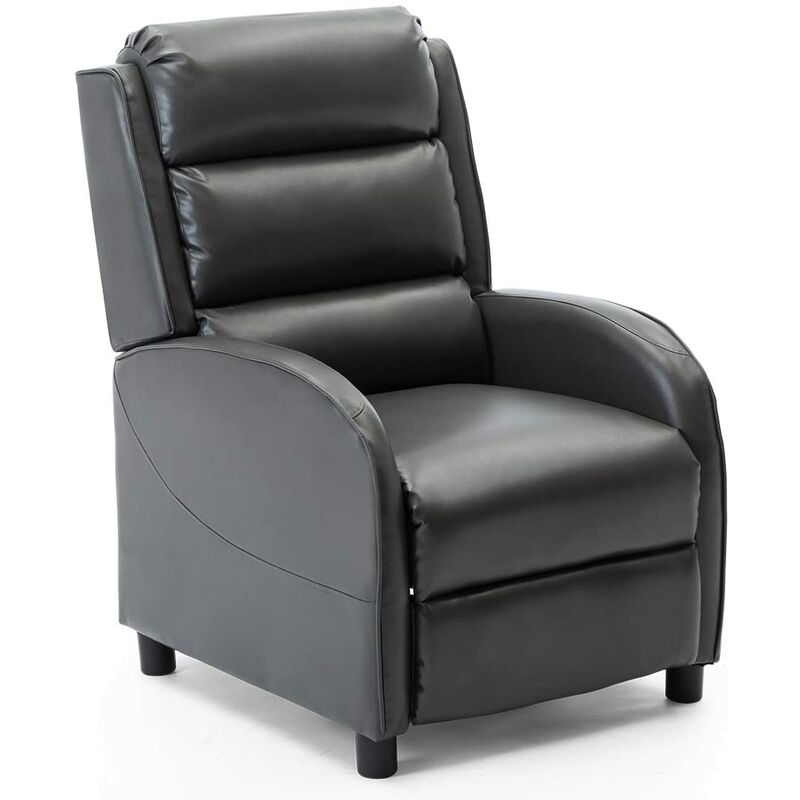 NORTON BONDED LEATHER PUSHBACK RECLINER ARMCHAIR SOFA GAMING CHAIR RECLINING (Cream) - More4homes