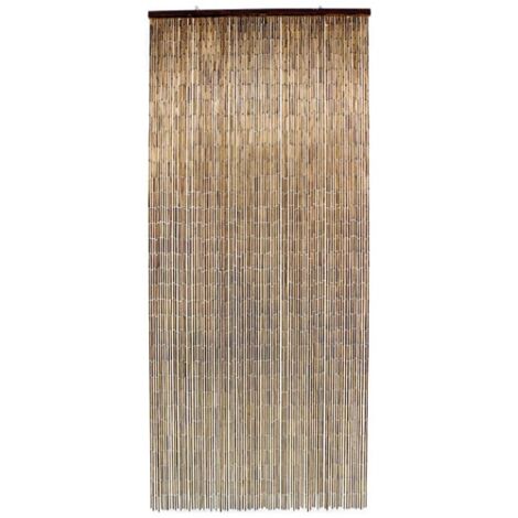 MOREL - Rideau de porte Acajou bâtonnets bambou vernis - 90x200 cm