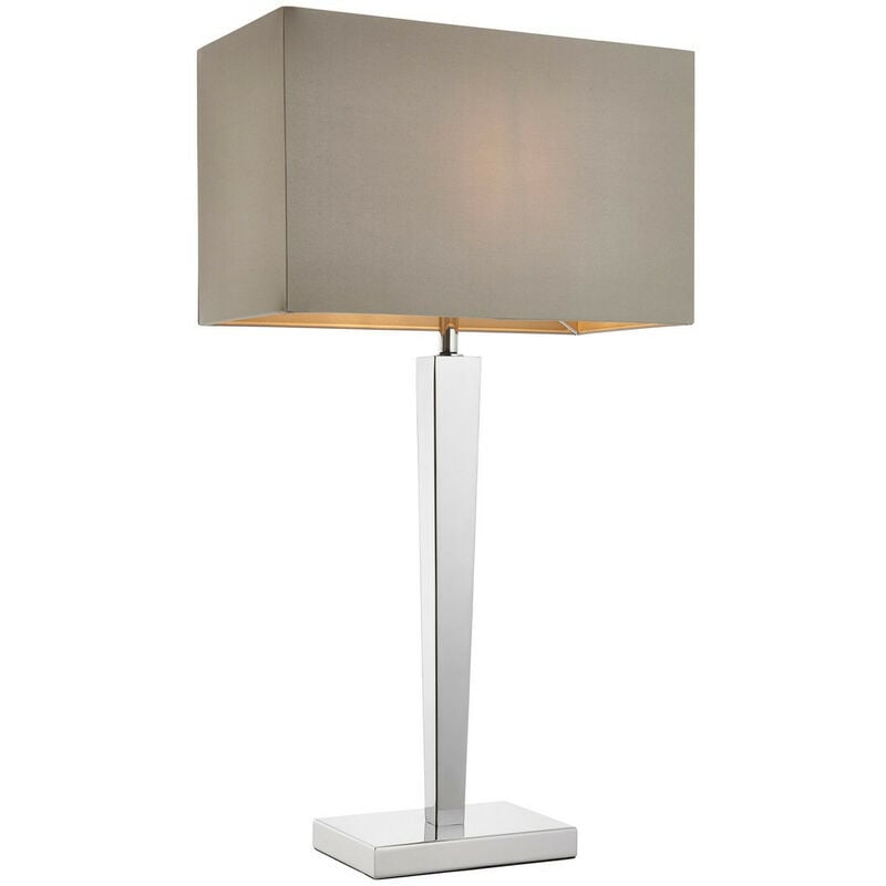 Moreto - 1 Light Table Lamp Chrome with Grey Silk Effect Shade, B22 - Endon