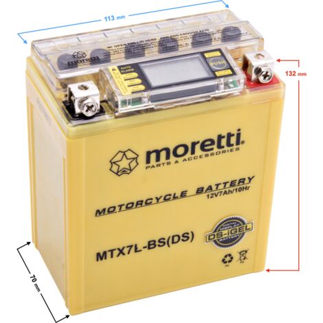 Moretti AGM (I-Gel) MTX7L-BS Batterie mit Anzeige
