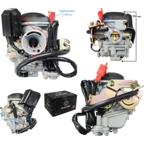 Moretti GY6 Vergaser, 50cc 4T, p.16 mm, automatischer Choke, Kunststoffabdeckung