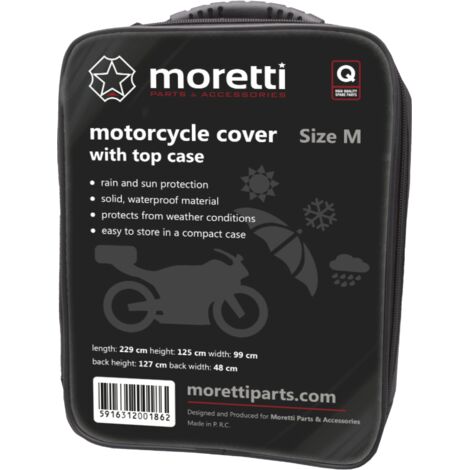 Moretti Motorradabdeckung mit Topcase, Größe M