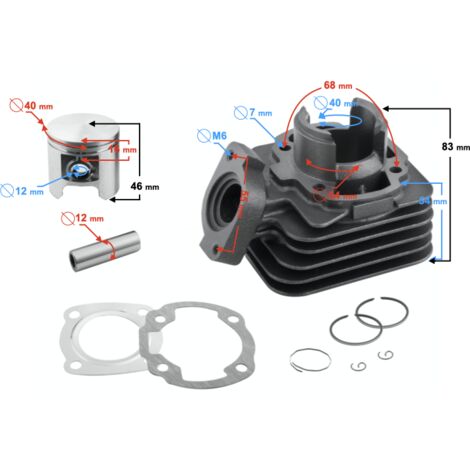 Moretti-Zylinder für 2T 50cc Buxy-Roller