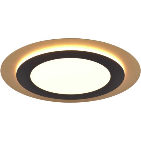 MORGAN PLAFONIERA A LED 42W 5600lm, 2700 - 6500KORO ROTONDA BORDO METALLO NERO ILLUMINATO CON TELECOMANDO MULTIFUNZIONE D. 45CM DIMMERABILE