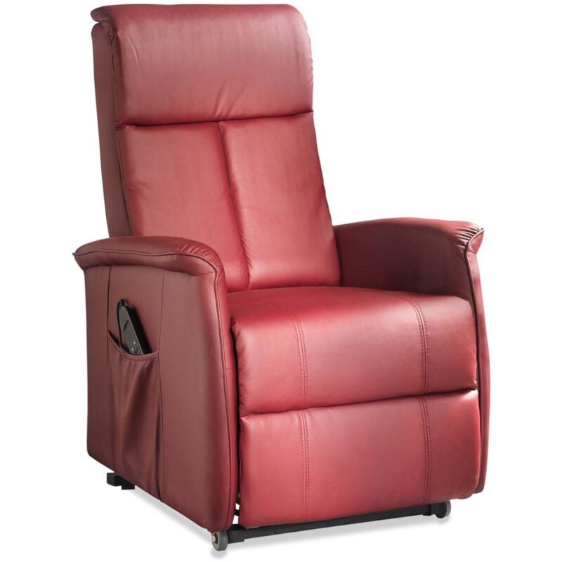 Stones - Morgana Fauteuil à 2 moteurs en simili cuir rouge