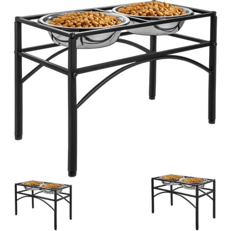 MorNon Raised Dog Bowls Elevated Pet Feeder with Two Stainless Steel Bowls Water Food Feeding Bowls Elevated Pet Feeder Dishes (L)