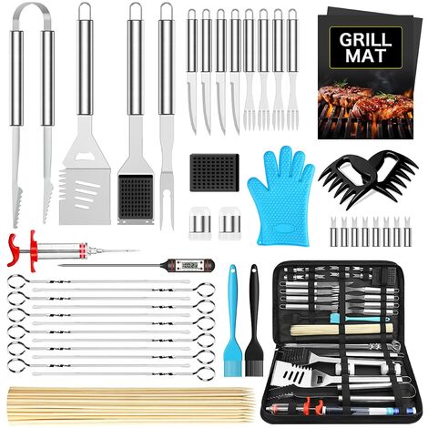 Morole Kit Barbecue Ustensiles Barbecue 45 Pièces Accessoire Barbecue Acier Inoxydable Set Barbecue pour Hommes Femmes Camping Barbecue
