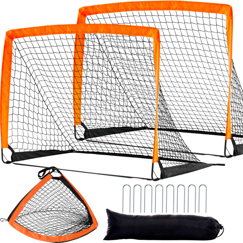 Morphron Ensemble de buts de football portables, 2 pièces. Filet pop-up pliable de 4x3 pieds pour enfants. Entraînement des mini-jeunes dans le