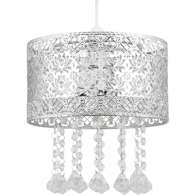 Chrome Cut Out Jewelled Easy Fit Light Shade