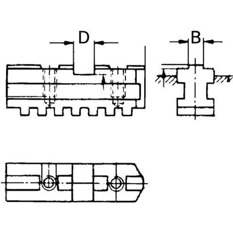 Mors de mandrin de tours, 4 mors, 4 mors, mors de base avec vis de fixation, Taille : 160 mm, Long. A 65 mm, Larg. : du tenon B -0,05 7,94 mm