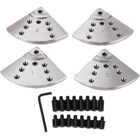 Mors de mandrin plats pour tour à bois 45 Steel - Kit 4 mors (2.6-5.5") avec fixations et clé hexagonale