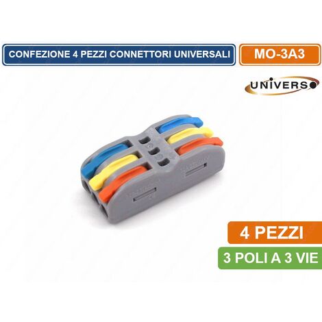 Morsetti di collegamento rapido 2 3 poli a 2 3 vie per cavi elettrici da 0.08 a 4.0 mm 32A connettore a giunzione  3 vie ( 8pz)