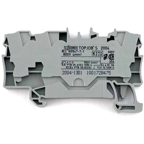 Morsettiera Passante 3 Poli 4mm² Push-in Grigia per Ex e Wago 2004-1301