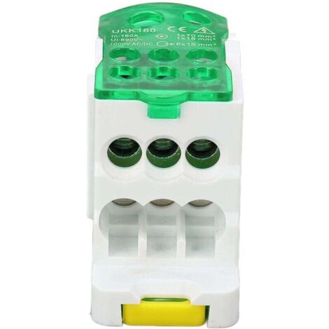 Morsettiera per guida DIN 690 V 160 A Coperchio trasparente PA66 Scatola di derivazione elettrica per applicazione su guida DIN in armadi di distribuzione e scatole di distribuzione (verde)