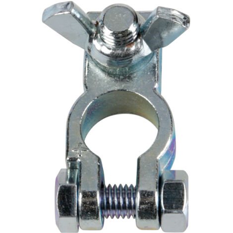Morsetto batteria zincato fissaggio cavo a capocorda con dado ad aletta - Polo positivo - Foro capocorda Ø 10 mm