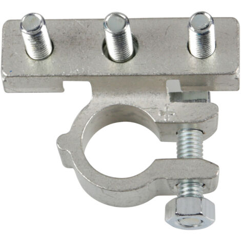 Morsetto batteria zincato fissaggio cavo a capocorda su vite - foro capocorda Ø 6/6/6 mm - Polo positivo