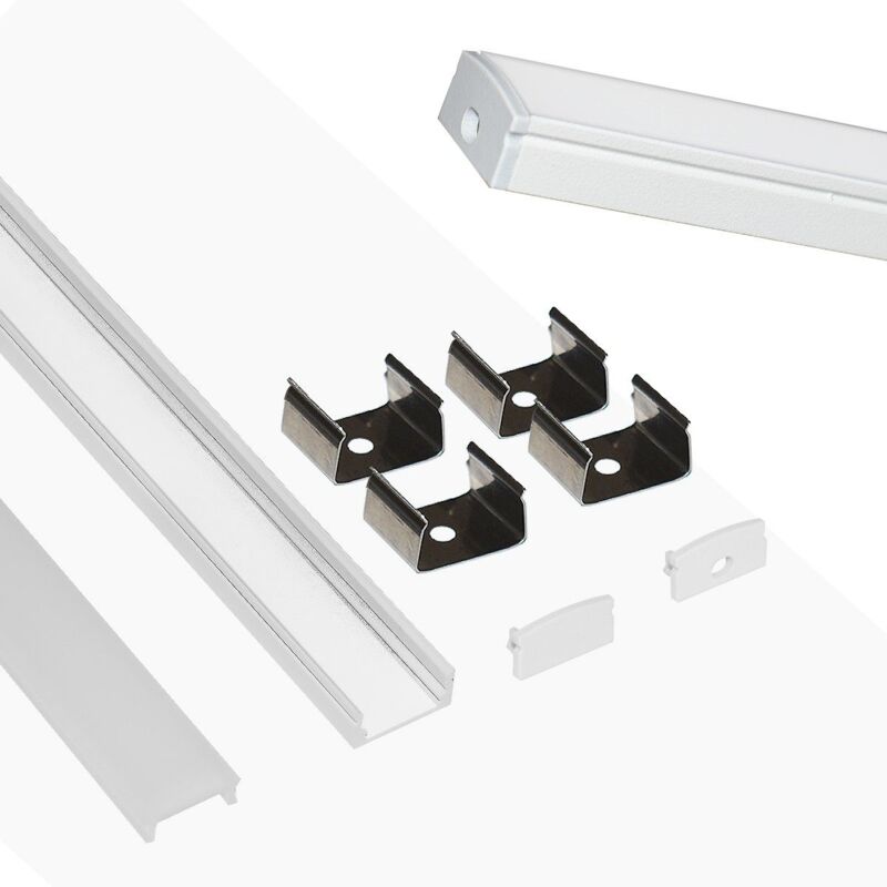 Image of Profilo in alluminio da superficie per striscia led con diffusore - Bianco