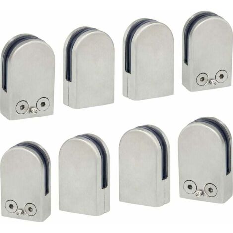 Morsetto per vetro 8 pezzi (6-8 mm), supporto per morsetto per vetro in acciaio inossidabile 304, clip piatta, corrimano, balaustra, scala regolabile, bagno