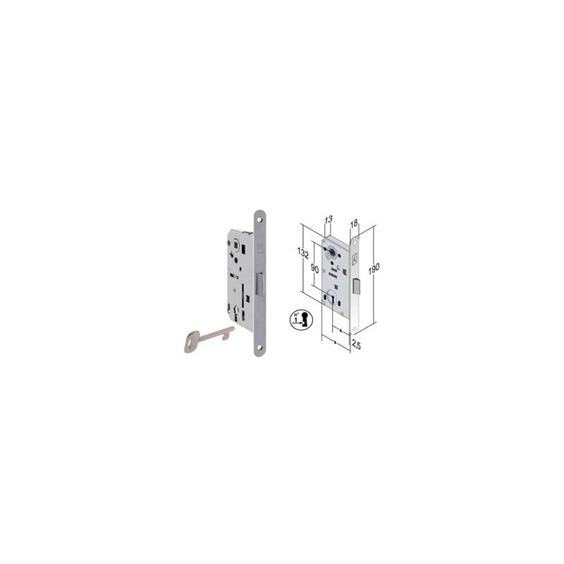 Mortaise réversible Bitter Lock B. Ronde en acier chromé. Matt Vern. - Chant en acier chromé mat de 50 mm